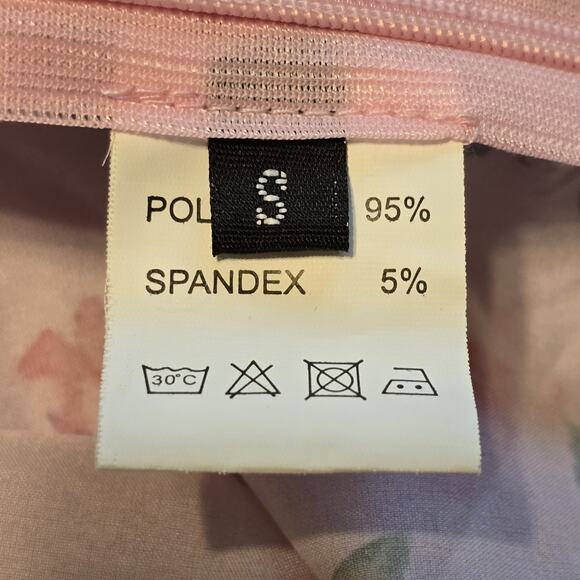 Coquette Womens Top Small Pink Floral Puff Sleeves Ruched Cottagecore Feminine - Picture 3 of 9